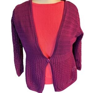 Basic Editions Burgundy/Maroon Cardigan Size Small - Perfect for Everyday Wear!